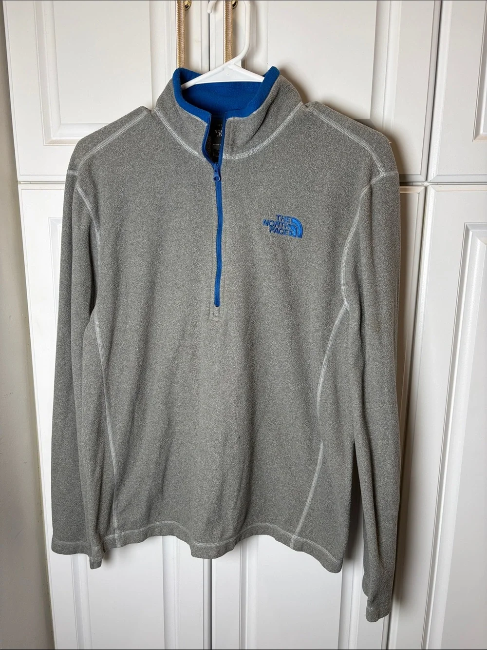 The North Face Gray Fleece Quarter-Zip with Blue Accents